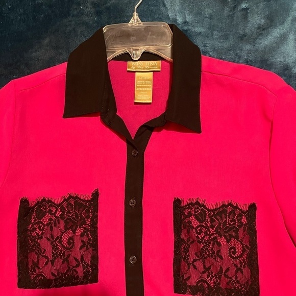 Blouse size large by Miss Tina(Tina Knowles) fushia color! Size L 12-14 - Picture 3 of 11